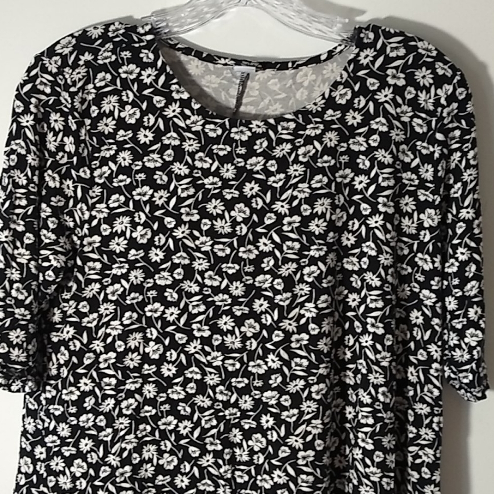 Prairie, cottage core floral romantic black and white dress size m